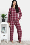 Zivame Checkered Charm Flannel Pyjama Set - Maroon Banner — thumbnail 2